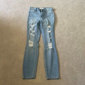 Pacsun Super Stretch Distressed Jegging, Size 25S, Light Wash, worn once